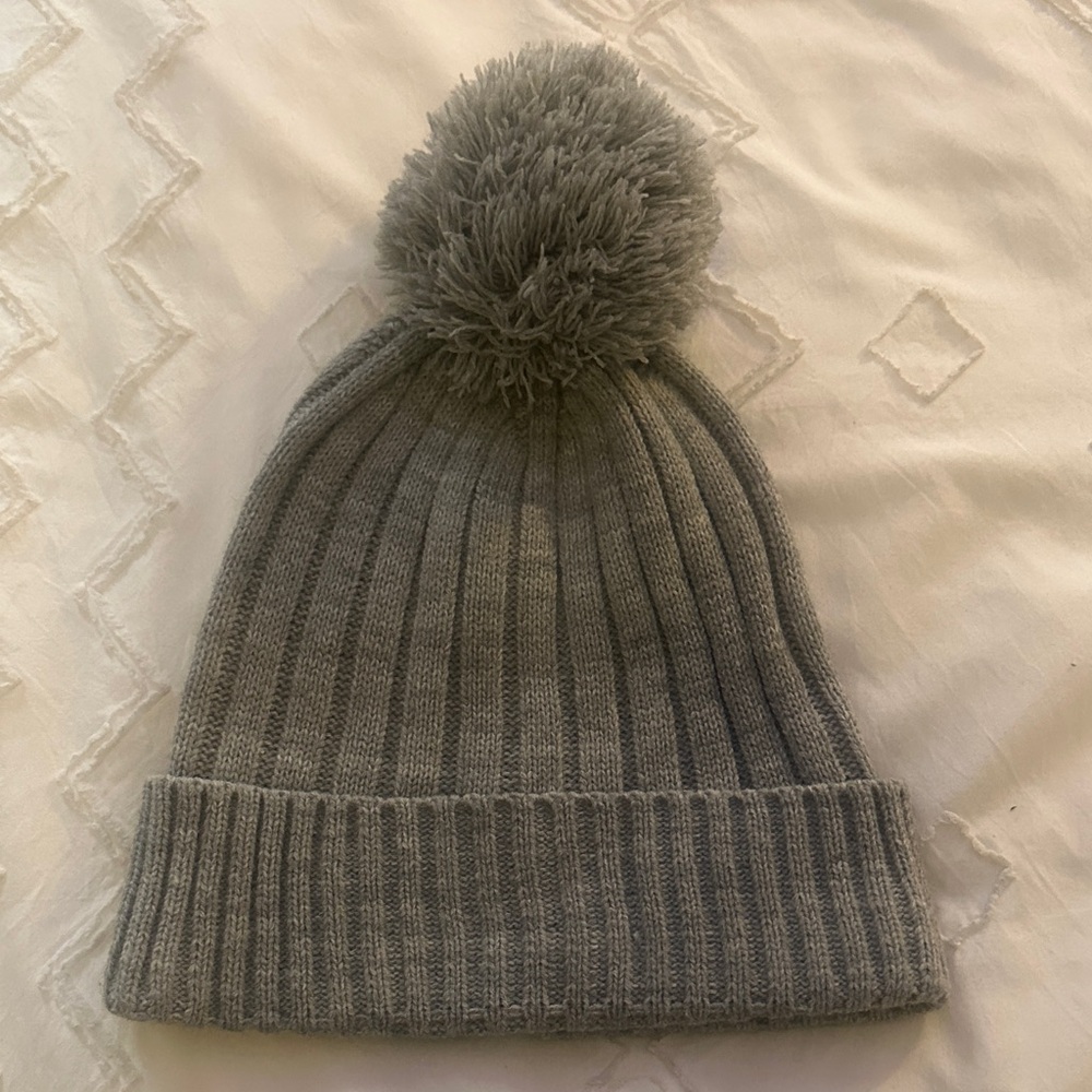 Michael Kors Gray Knit Beanie with Pom-Pom